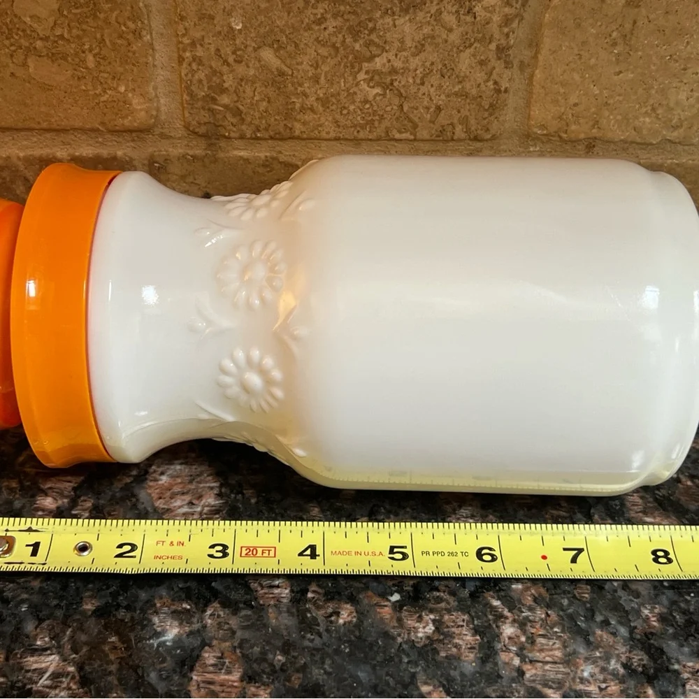 Vintage Milk Glass Jar Daisy Print